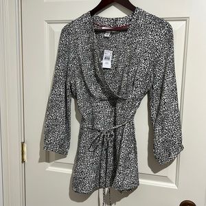 Cheetah print maternity shirt with tie waist